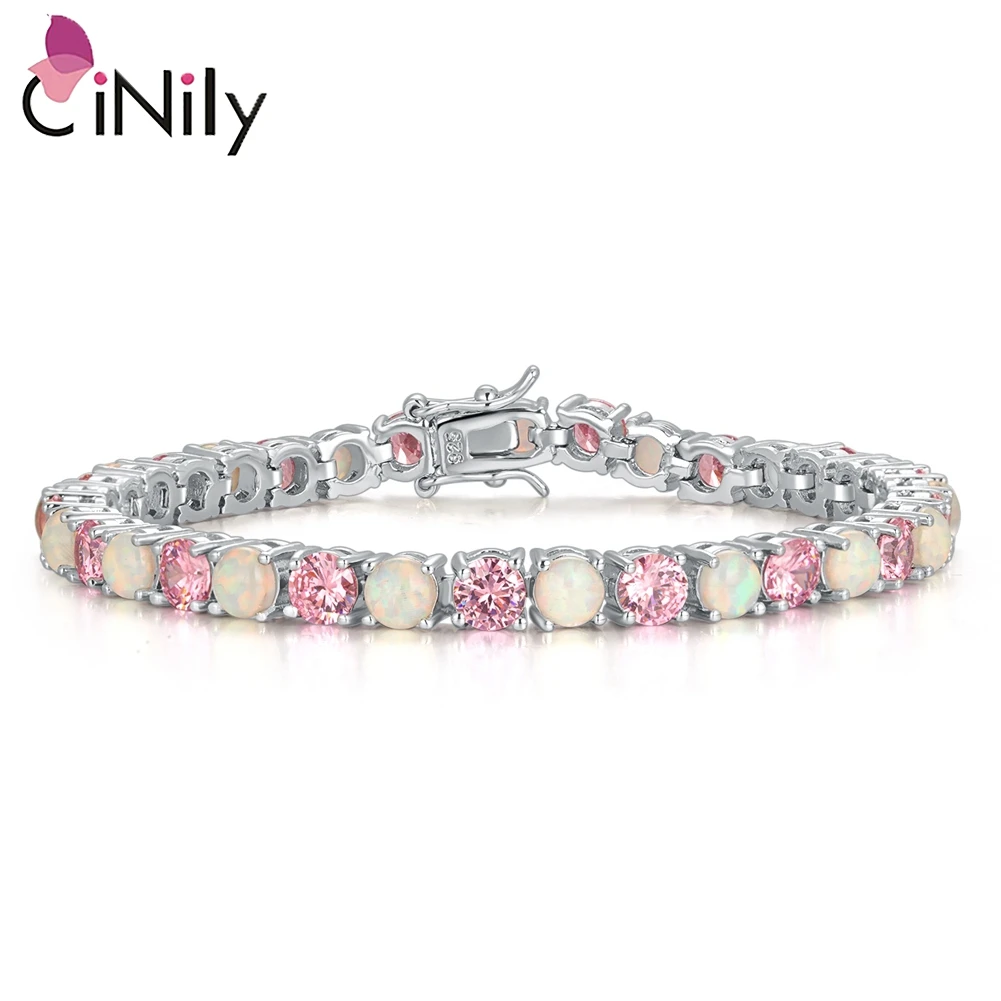CiNily Female Created White Fire Opal Chain Bracelet for Women Silver Plated Link Bracelet with Pink Round Stone Fashion Jewelry
CiNily Female Created White Fire Opal Chain Bracelet for Women Silver Plated Link Bracelet with Pink Round Stone Fashion Jewelry