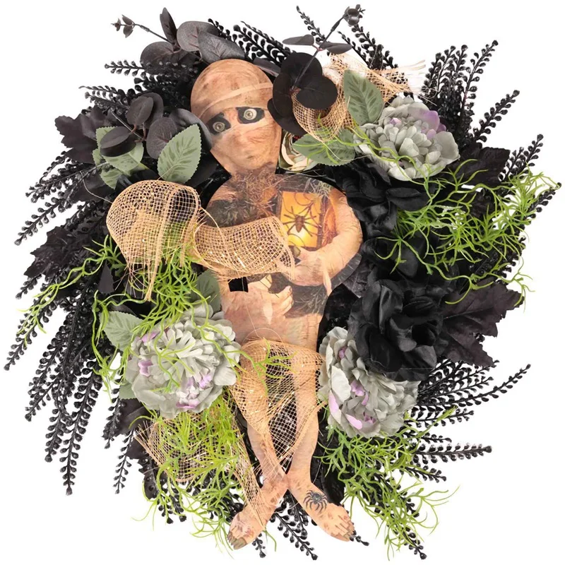 Венок на Хэллоуин для мамы, настенный ужас для дома и улицы, навесной знак приветствующей двери, украшение для крыльца на Хэллоуин
Венок на Хэллоуин для мамы, настенный ужас для дома и улицы, навесной знак приветствующей двери, украшение для крыльца на Хэллоуин