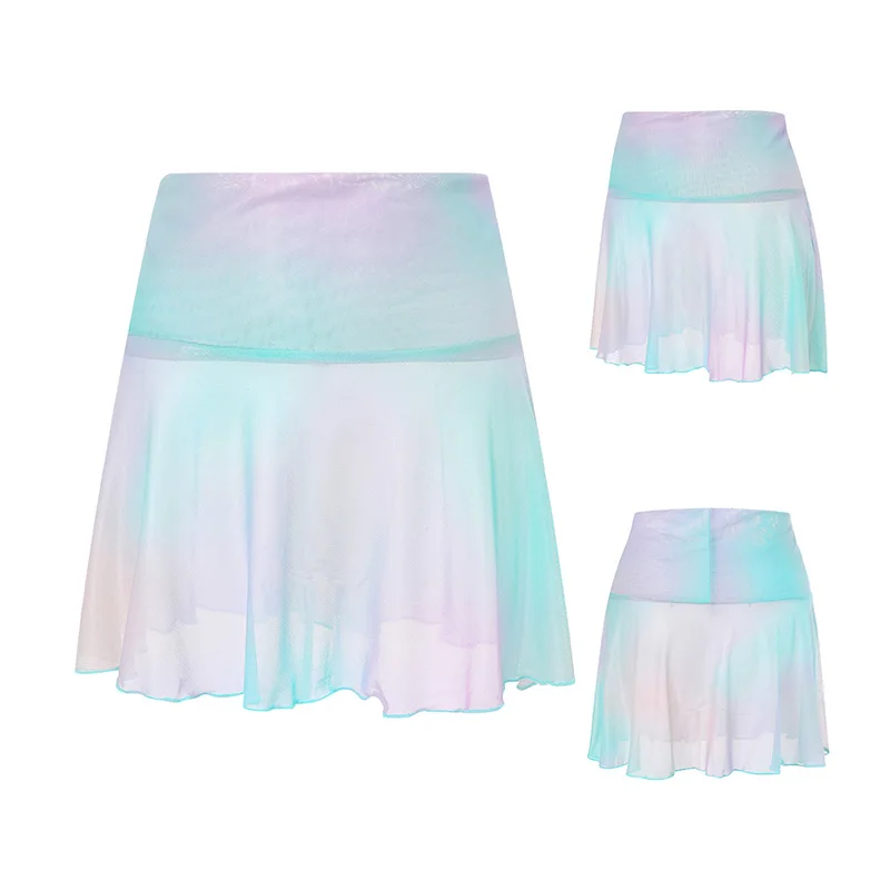 

Women's Sexy Sheer Mesh Mini Skirts High Waist Solid Color See Through Skater Skirt Beach Cover-ups