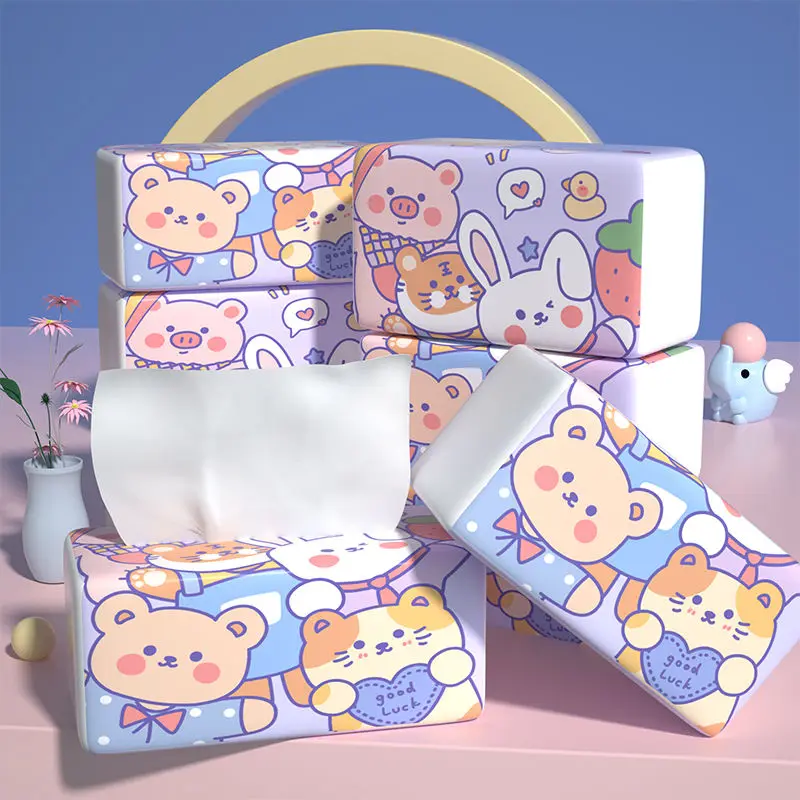 

6 Packs Cute Bear Extractable Toilet Paper 5 Layers Quality Soft Wettable Facial Tissue Paper Disposable Napkins Toilet Tissue