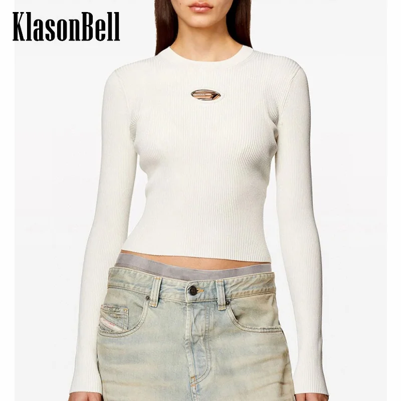 12.27 KlasonBell Women Clothes New Metal Letter Hollow Out Decoration O-Neck Stretch Slim Comfortable Short Knitwear Sweater
12.27 KlasonBell Women Clothes New Metal Letter Hollow Out Decoration O-Neck Stretch Slim Comfortable Short Knitwear Sweater