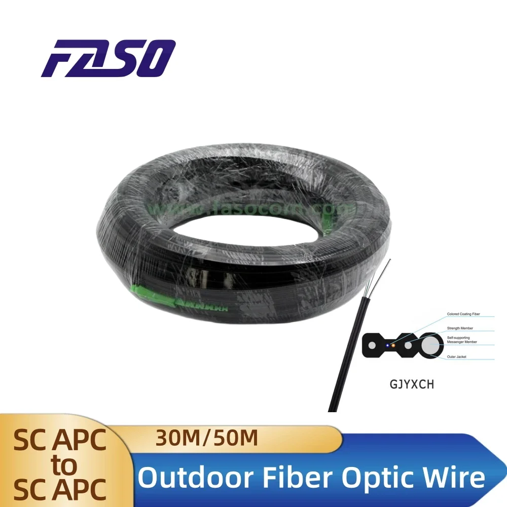 

Волоконно-оптическая стальная проволока APC SC в SC, оптический одномодовый 1-жильный Удлинительный кабель, Simplex, преобразователь, патч-корд, 30 м/50 м G657A1