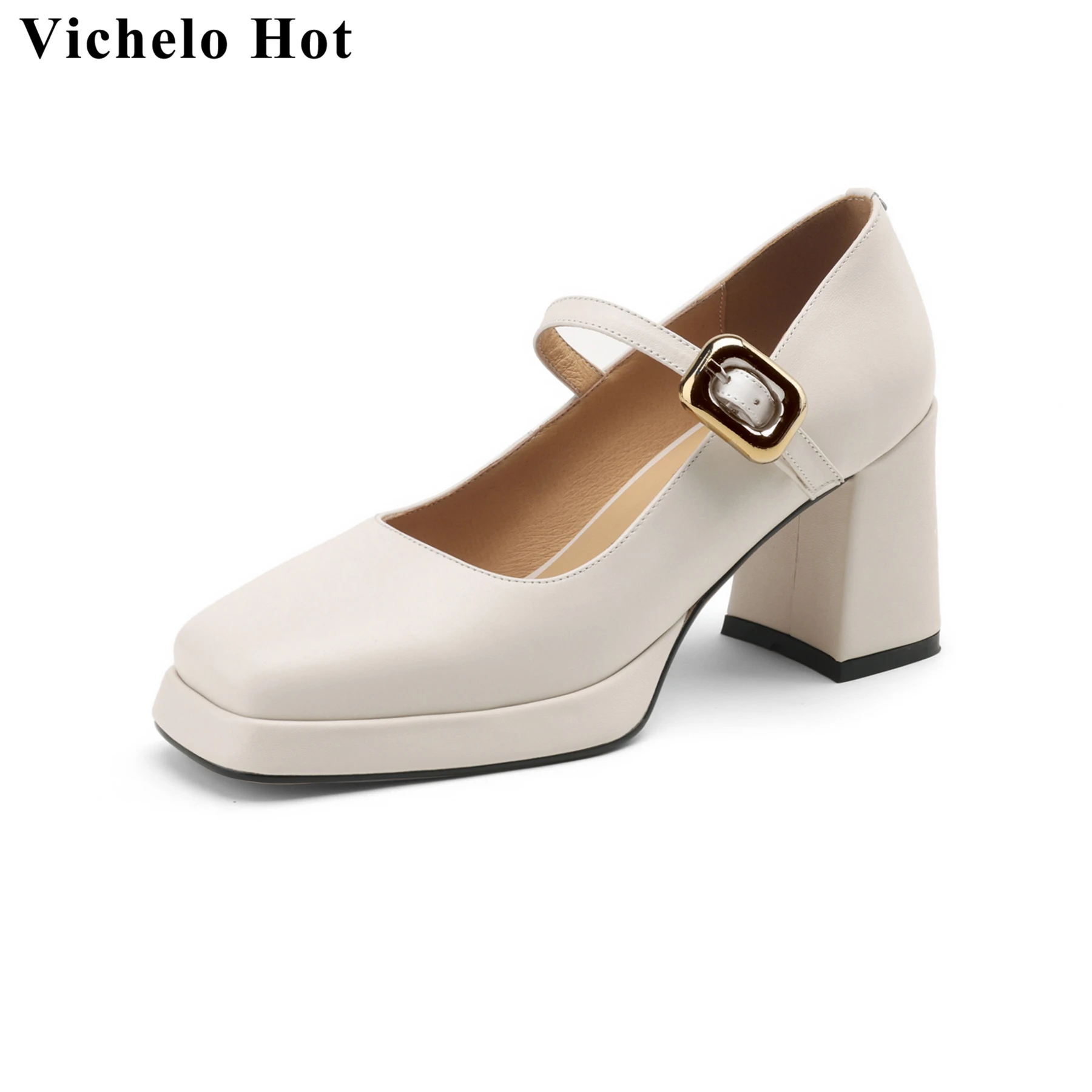 Vichelo Hot 2024 Genuine Leather Chunky Heels Square Toe Spring Mary Janes Shoes Brand Elegant Buckle Strap Platform Women Pumps
Vichelo Hot 2024 Genuine Leather Chunky Heels Square Toe Spring Mary Janes Shoes Brand Elegant Buckle Strap Platform Women Pumps