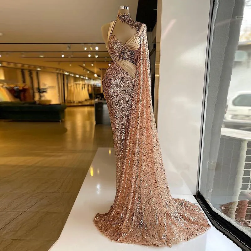 Glitter Mermaid Elegant Evening Dresses One Shoulder Wrap Long Train Sequins Sparkling Women Prom Pageant Gowns Custom Made 
Glitter Mermaid Elegant Evening Dresses One Shoulder Wrap Long Train Sequins Sparkling Women Prom Pageant Gowns Custom Made