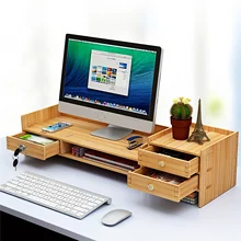 Wooden Desk Organizers with Lock, Computer Desktop Tray, Storage, Office, File