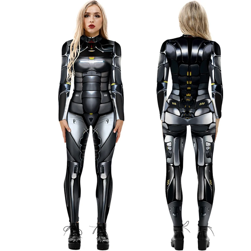 Halloween Machine Armor 3D Digital Printing Women Jumpsuit Autumn Slim Fit Patchwork Long Sleeve Bodycon Female Cosplay Costumes
Halloween Machine Armor 3D Digital Printing Women Jumpsuit Autumn Slim Fit Patchwork Long Sleeve Bodycon Female Cosplay Costumes