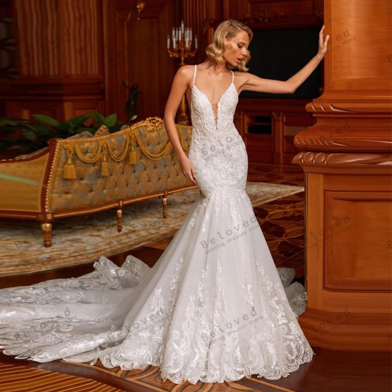 Exquisite Wedding Dresses Pretty Bridal Gowns Lace Appliques Sexy Deep V-Neck Backless Sheath Mermaid Elegant Vestidos De Novia
Exquisite Wedding Dresses Pretty Bridal Gowns Lace Appliques Sexy Deep V-Neck Backless Sheath Mermaid Elegant Vestidos De Novia