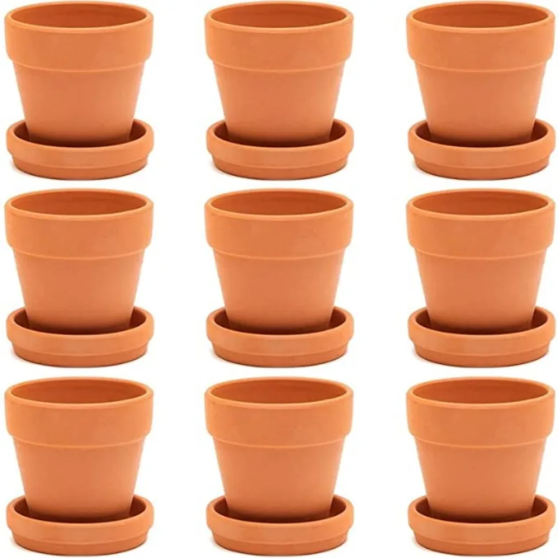 

3.1Inch 9-Pack Terracotta Pots with Saucers for Succulents, Clay Flower Planters with Drainage Holes for Indoor, Outdoor Plants