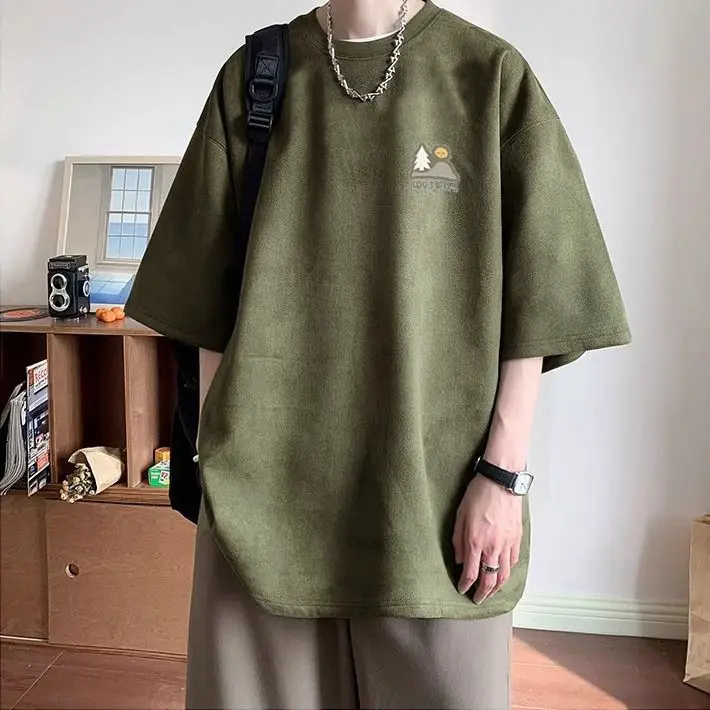 Military green suede short-sleeved boys' summer American retro heavyweight half-sleeved trendy cleanfit large size t-shirt y2k
Military green suede short-sleeved boys' summer American retro heavyweight half-sleeved trendy cleanfit large size t-shirt y2k