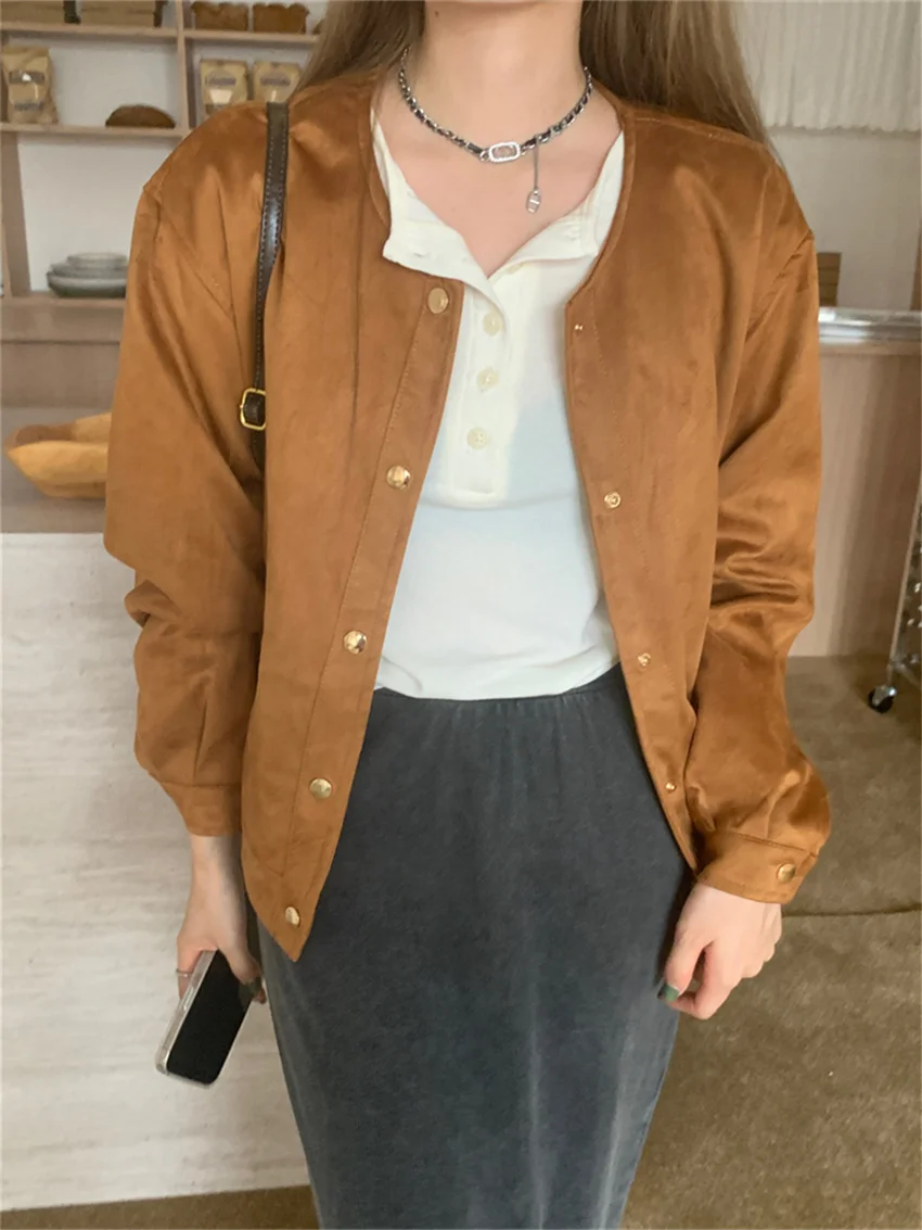 Куртка Alien Kitty Женская замшевая, Свободный Повседневный жакет в минималистичном стиле, приталенная, офисная одежда для работы, пальто на осень, 2023 
Куртка Alien Kitty Женская замшевая, Свободный Повседневный жакет в минималистичном стиле, приталенная, офисная одежда для работы, пальто на осень, 2023