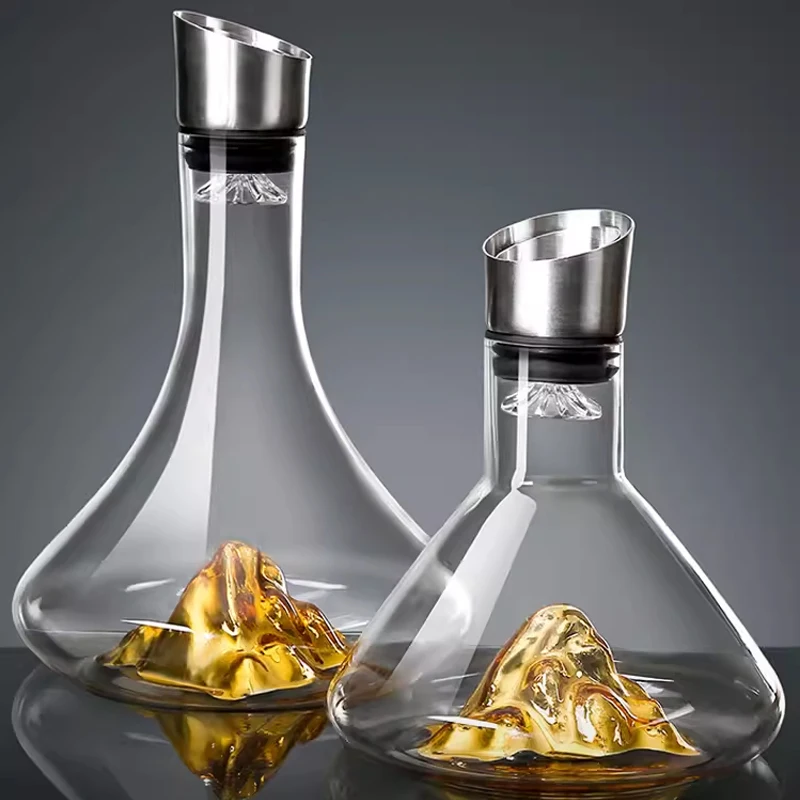 

1.8L/1.5L Creative Golden Iceberg Wine Decanter Set Lead-free Crystal Glass Red Wine Decanter High-end Gift Vodka Luxury Bottle