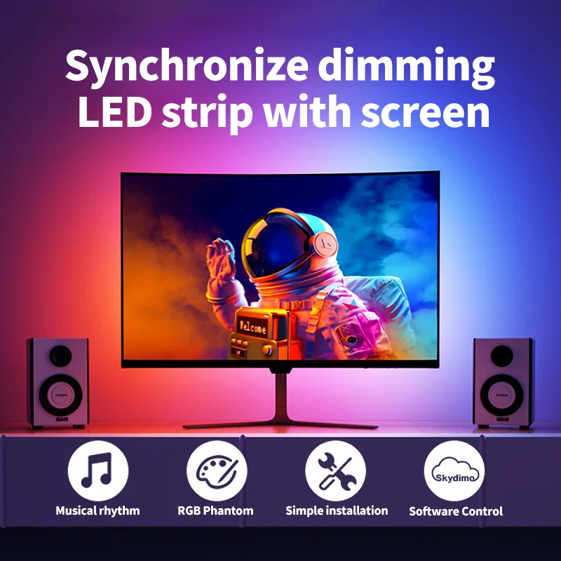 

Backlight Lamp for Monitor Smart Ambient PC Display Sync LED Strip Light RGB Dream Color Used for Computer Atmosphere Decoration