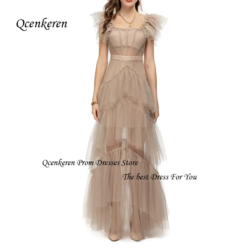 Qcenkern Square Collar Prom Gown Tulle Backless Tiered A-LINE Formal Evening Gown Floor-Length Short Sleeve Party Dubai Gown
Qcenkern Square Collar Prom Gown Tulle Backless Tiered A-LINE Formal Evening Gown Floor-Length Short Sleeve Party Dubai Gown