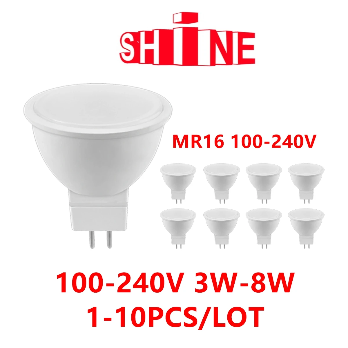 

1-10pcs Factory direct LED spot light MR16 AC120V 230V 3W 5W 6W 7W 8W high bright warm white light replace 50W 100W halogen lamp