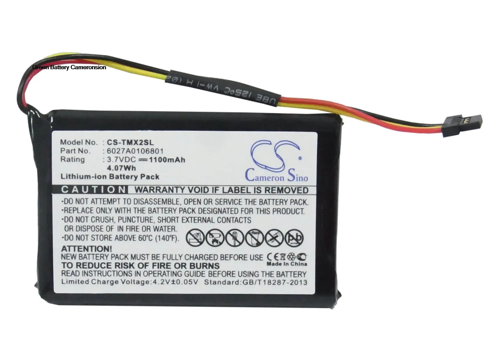 

GreenBattery CameronSino 1100mAh 3.7V 4.07Wh GPS, Navigator Li-ion for TomTom XL IQ,XL2 V4,4ET0.002.02,XL Holiday,6027A0106801