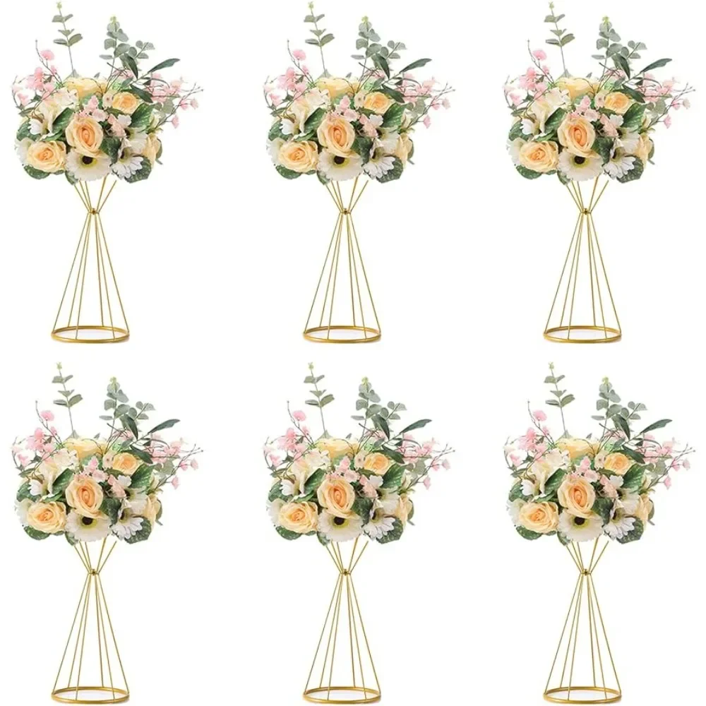 

Geometric Metal Vase Flower Stand, Wedding Decorations, Tall Centerpiece Risers, Artificial Flowers, Home Decoration, 6Pcs
