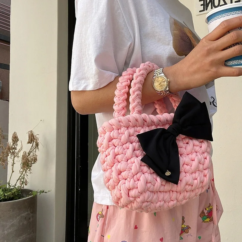 Big Bowknot Rope Weaving Handbags Women Crochet Shoulder Bags Fashion Hand Knitted Bag Cute Girl Handle Bags Purses 2022 Ins
Big Bowknot Rope Weaving Handbags Women Crochet Shoulder Bags Fashion Hand Knitted Bag Cute Girl Handle Bags Purses 2022 Ins