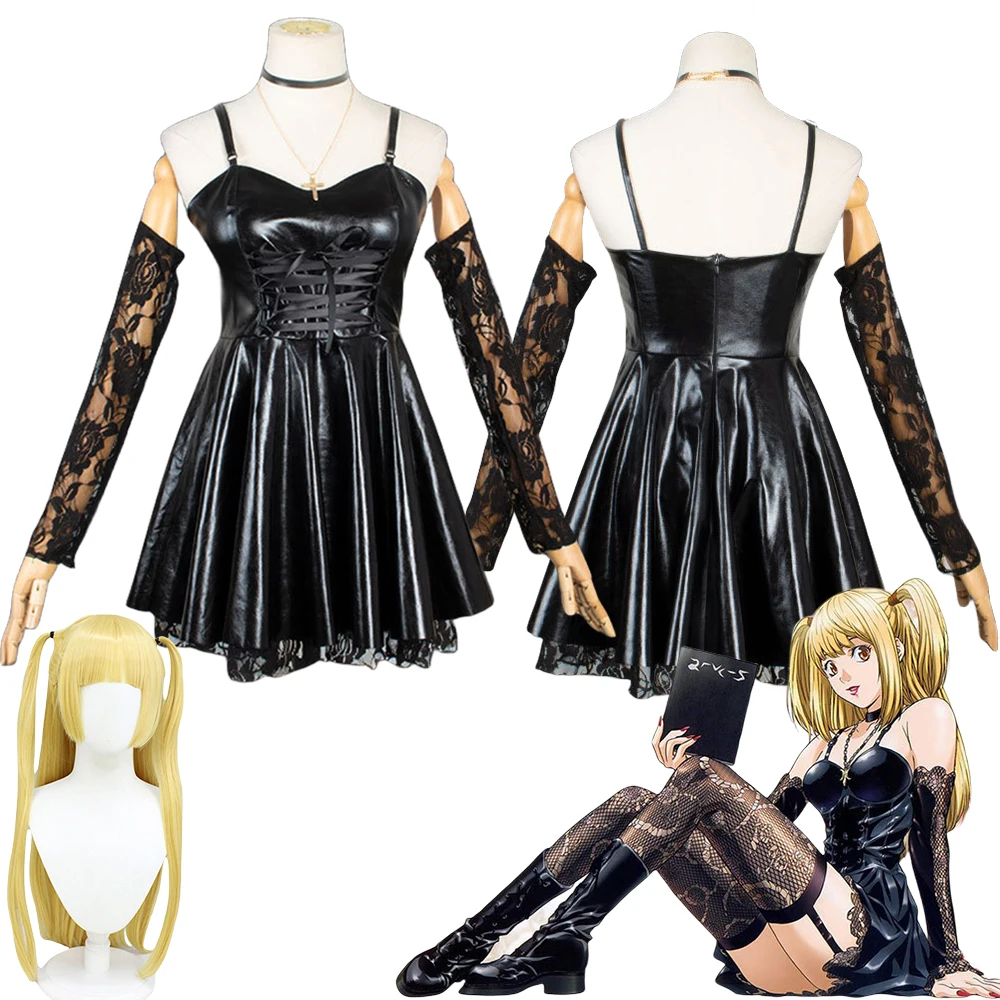 

MisaMisa Cosplay Anime Death Note Misa Cosplay Costume Wig Leather Sexy Dress Uniform Outfit Halloween Costumes for Women Girls