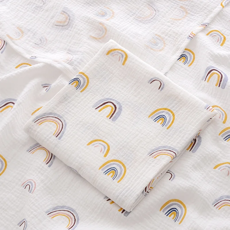 

Летнее тонкое Двухслойное хлопковое Марлевое одеяло для новорожденных мультяшное Впитывающее детское банное полотенце мягкое дышащее детское одеяло