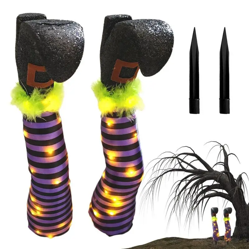 

Witch Legs Stakes Halloween Evil Witch Legs Props For Patios Yards Lawns Indoor Outdoor Halloween Decor With Light Party Prop