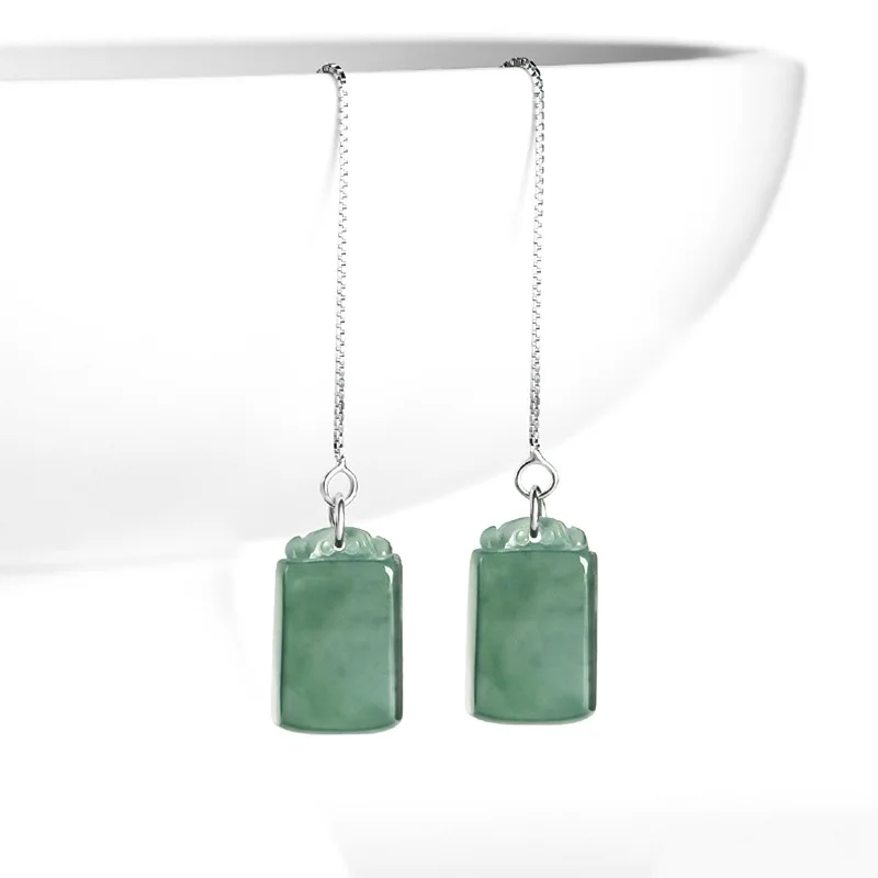 Natural Jade A Goods Blue Water Little Wushi Brand Earline S925 Silver Inlaid Ice Jadeite Women's High Grade Jewelry Drop Ship
Natural Jade A Goods Blue Water Little Wushi Brand Earline S925 Silver Inlaid Ice Jadeite Women's High Grade Jewelry Drop Ship