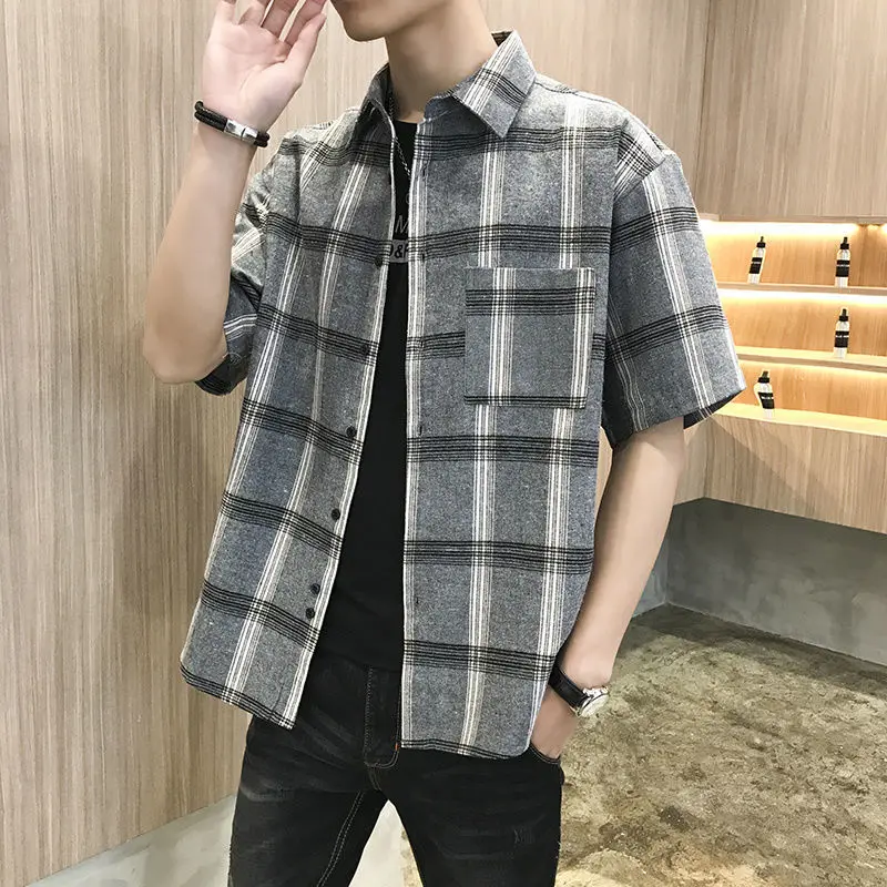 2024 Men Summer Fashion Short Sleeve Casual Shirts Mens Single-breasted Plaid Shirts Male Pocket Casual Blouses Clothes D15
2024 Men Summer Fashion Short Sleeve Casual Shirts Mens Single-breasted Plaid Shirts Male Pocket Casual Blouses Clothes D15