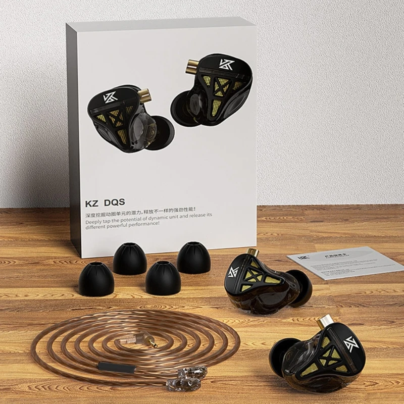 

KZ-DQS In Ear Earphone Dynamic Monitor Earbud HIFI Sport Noise Cancelling Headsets with Microphone DQS Headset