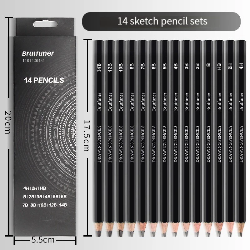 

Профессиональный карандаш для набросков HB 2H 4H B 2B 3B 4B 5B 6B 7B 8B 10B 12B 14B, набор графитовых художественных ручек ручной росписи, школьные принадлежности, 14 шт.