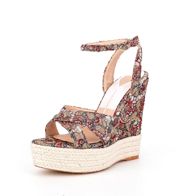 Retro Woman Wedges Shoes Summer Print Round Toe High Heel Party Shoes Ladies Street Style Buckle Shoes Platform Sandals Mujer
Retro Woman Wedges Shoes Summer Print Round Toe High Heel Party Shoes Ladies Street Style Buckle Shoes Platform Sandals Mujer