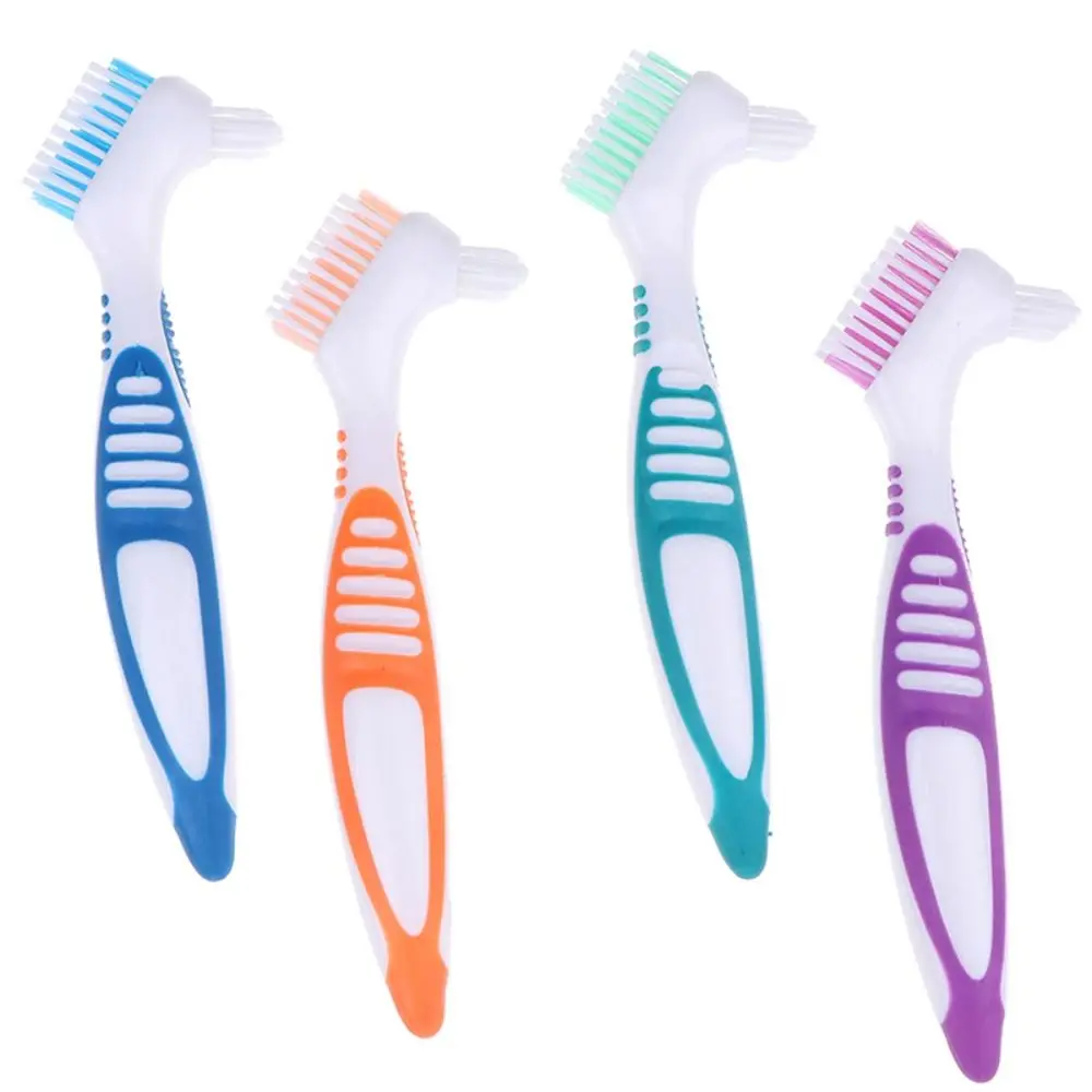 

Antibacterial Rubber Han dle Denture Cleaner Denture Toothbrushes Oral Care Tool Denture Cleaning Brush False Teeth Brush