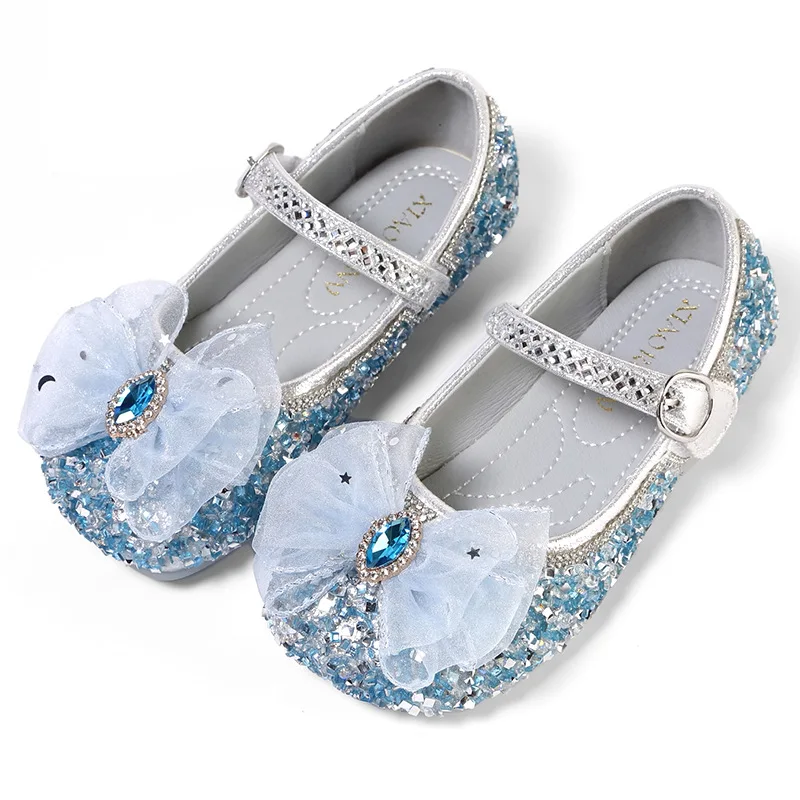 

Кожаные туфли принцессы, детские сандалии с бантом и бриллиантами, детская танцевальная обувь на плоской подошве для девочек, модная блестящая женская обувь, модель CSH1572