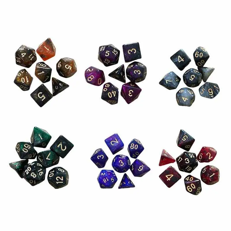 7PCS Polyhedral Dice Set Multifaceted TRPG Games Dice For DnD RPG 4 6 8 10 12 20 D4-D20 Party Board Games Entertainment Dice
7PCS Polyhedral Dice Set Multifaceted TRPG Games Dice For DnD RPG 4 6 8 10 12 20 D4-D20 Party Board Games Entertainment Dice