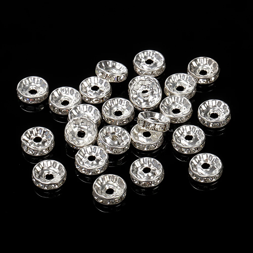 

Gorgeous 100pcs Rhinestone Rondelles Crystal Beads Flat Loose Spacer Beads for Jewelry Exquisite Craftsmanship