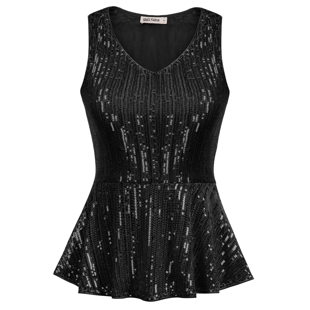 GK Women Stunning Sequined Tops Sleeveless V-Neck Peplum Hem Slim Fit Club Party Shirt Shimmer Glitter Blouse A30
GK Women Stunning Sequined Tops Sleeveless V-Neck Peplum Hem Slim Fit Club Party Shirt Shimmer Glitter Blouse A30