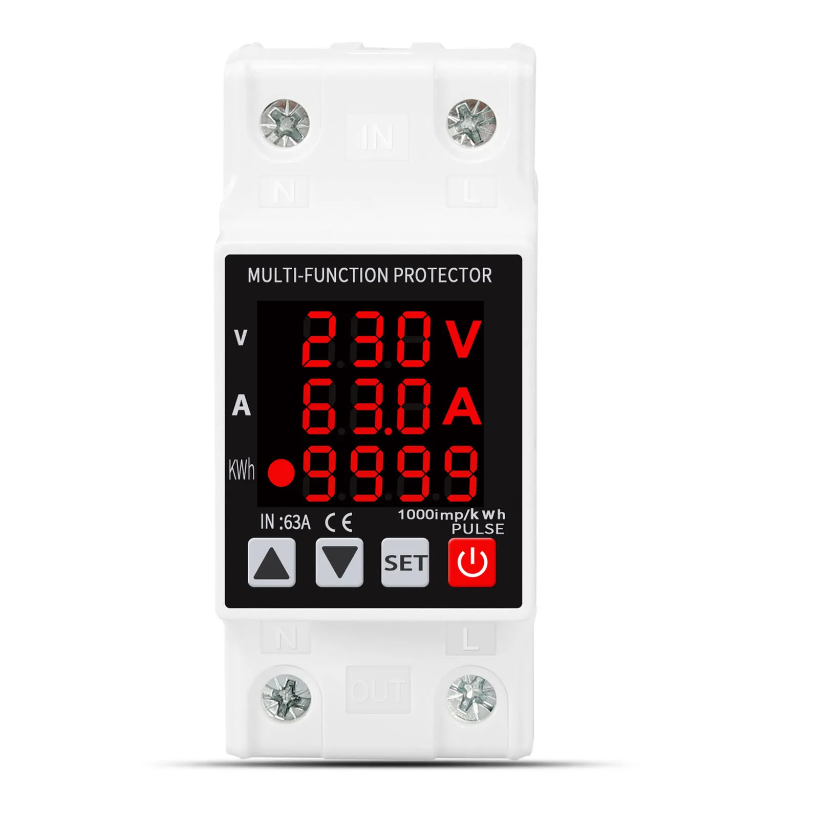 Dual Display Protective Device Relay 63A 230V Din Rail Adjustable Over Voltage Current Under Voltage Automatic Recovery
Dual Display Protective Device Relay 63A 230V Din Rail Adjustable Over Voltage Current Under Voltage Automatic Recovery