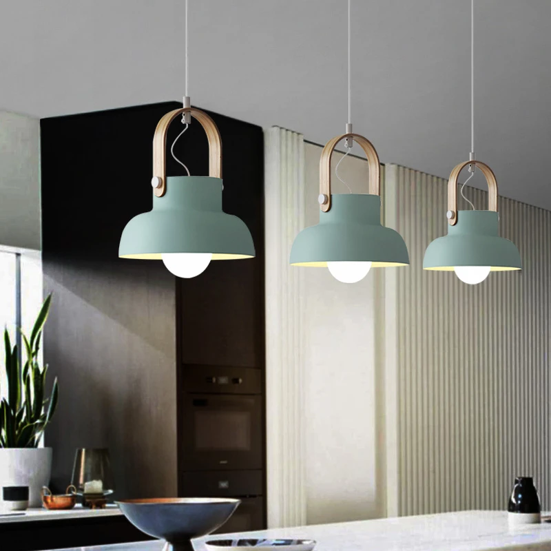 

Nordic Loft LED Iron Pendant Lights Macaron Restaurant Room Bedroom Pendant Lamp Home Indoor Kitchen Fixtures Lighting Luminaire