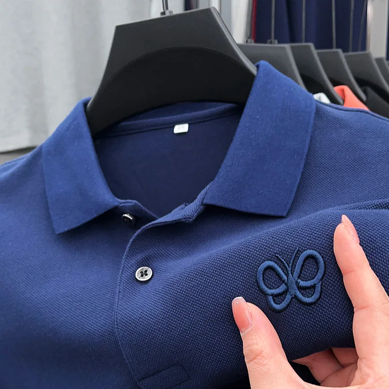 High End Luxury 100%Cotton Men's Polo Shirt Lapel Butterfly Embroid Long Sleeved Korea Business Casual Versatile Spring Clothing 
High End Luxury 100%Cotton Men's Polo Shirt Lapel Butterfly Embroid Long Sleeved Korea Business Casual Versatile Spring Clothing