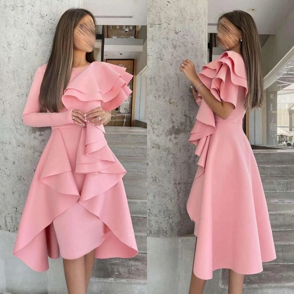 New Prom Dress for Saudi Arabia Classic Modern Style Formal Evening O-Neck A-line Tiered Satin Bespoke Occasion Dresses Robe 
New Prom Dress for Saudi Arabia Classic Modern Style Formal Evening O-Neck A-line Tiered Satin Bespoke Occasion Dresses Robe