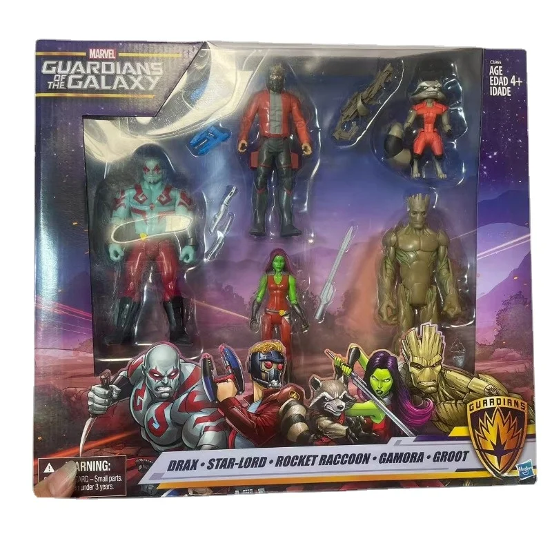 

Hasbro Marvel Guardians of The Galaxy 15cmAction Figures Rocket Raccoon Groot Star-Lord Drax The Destroyer Gamora Set Model Toys