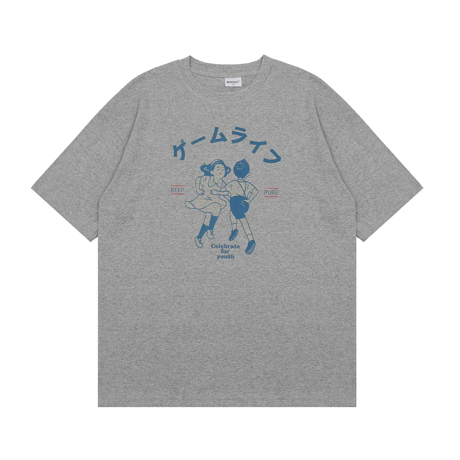 

Футболка с коротким рукавом для мужчин и женщин, винтажный хлопковый топ свободного покроя в японском стиле с мультипликационным принтом, для пар, на лето