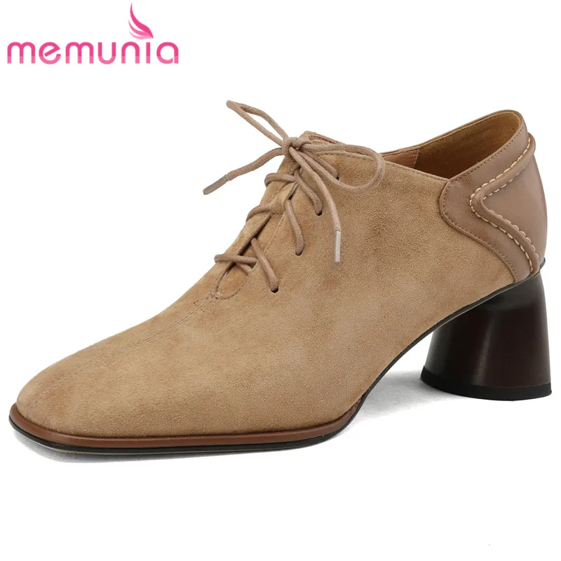 MEMUNIA 2023 New Size 34-42 Kid Suede Leather Shoes Woman Retro Ladies Thick High Heels Pumps Lace Up Spring Dress Shoes
MEMUNIA 2023 New Size 34-42 Kid Suede Leather Shoes Woman Retro Ladies Thick High Heels Pumps Lace Up Spring Dress Shoes