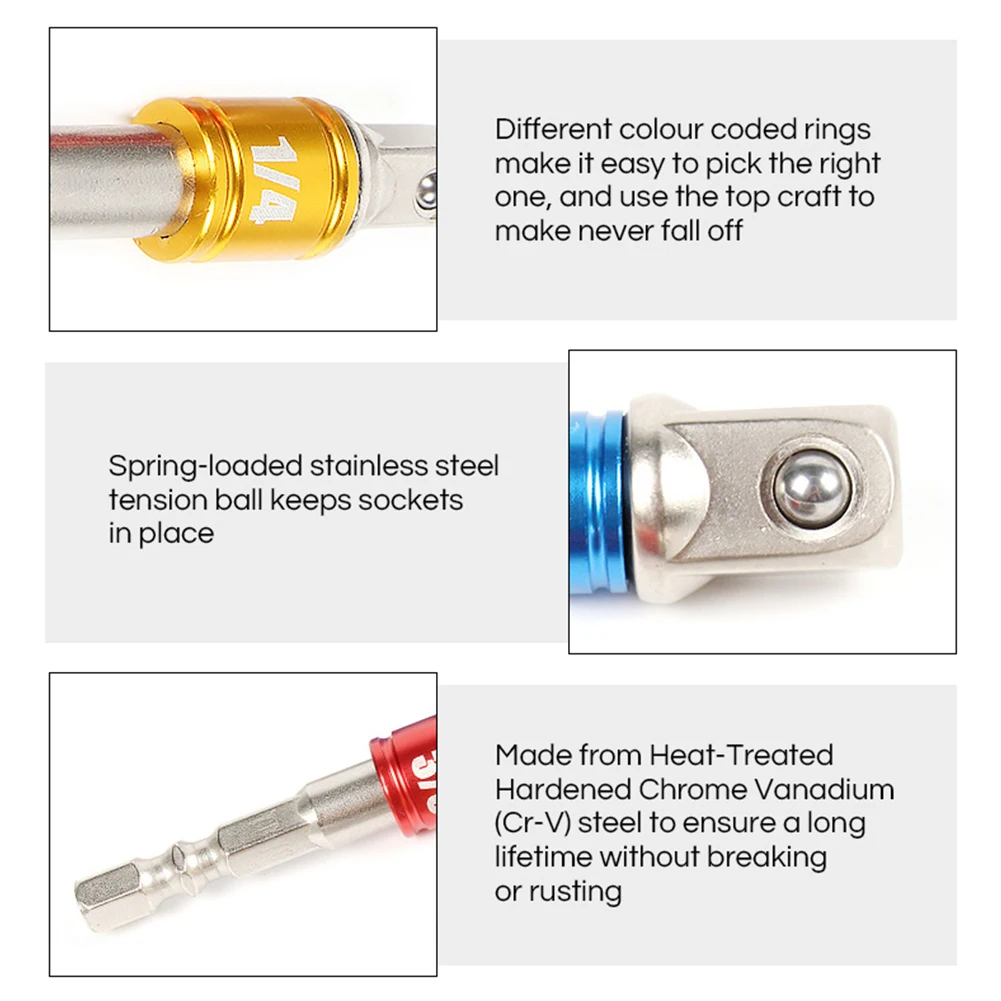 Drill Socket Adapter For Impact Driver With Hex Shank To Square Socket Drill Bits Bar Extension Pneumatic Screwdriver Hand Tools
Drill Socket Adapter For Impact Driver With Hex Shank To Square Socket Drill Bits Bar Extension Pneumatic Screwdriver Hand Tools