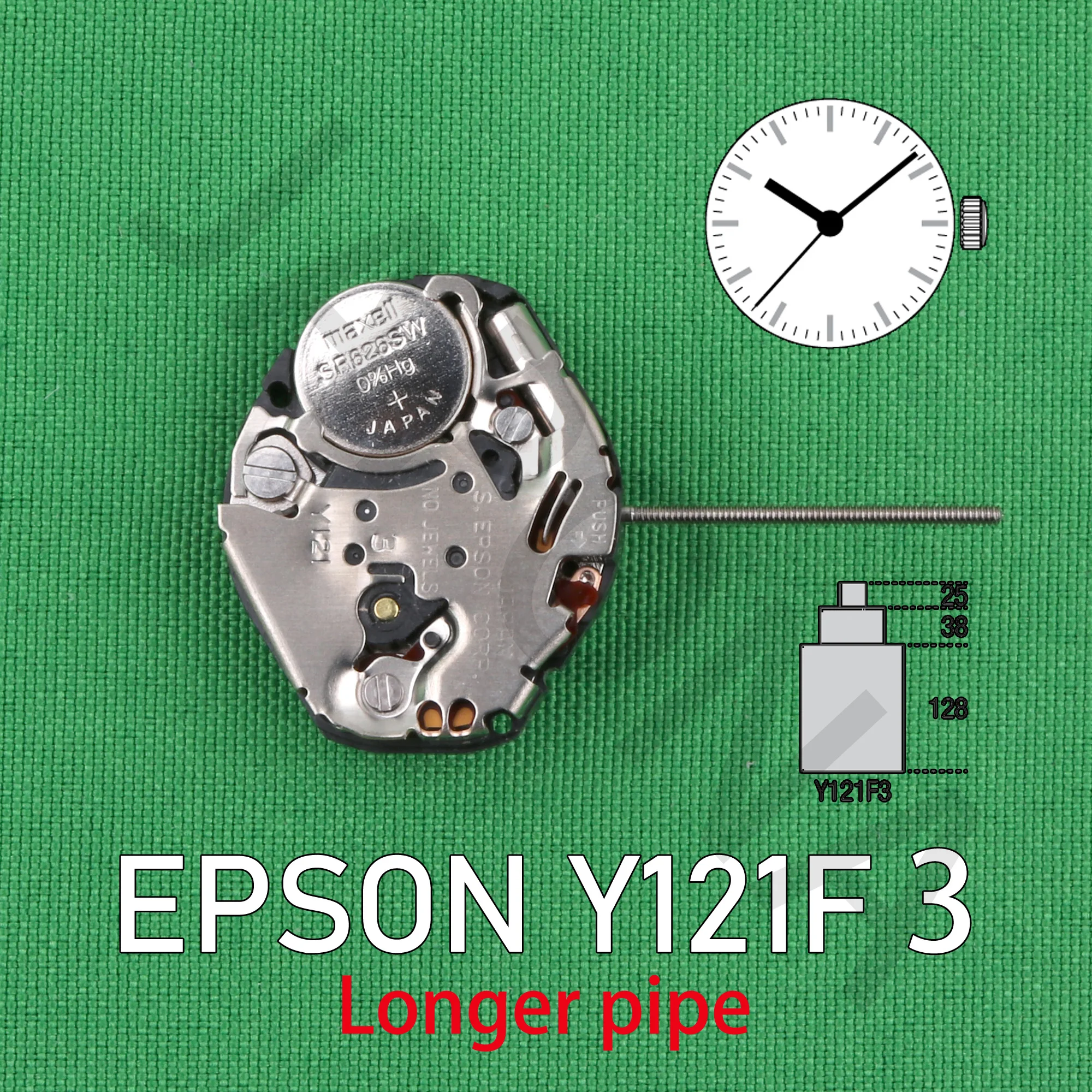

Y121 movement tmi Y121F3 Watch Quartz Movement Longer pipe Y121 3 With Watch Stem S.EPSON CORP NO JEWELS