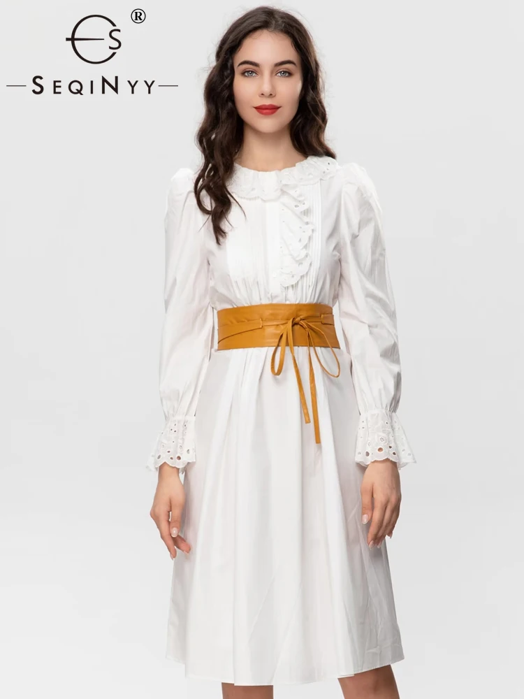 SEQINYY White Midi Dress Summer Spring New Fashion Design Women Runway High Street Hollow Out Lace 100% Cotton Yellow Belt
SEQINYY White Midi Dress Summer Spring New Fashion Design Women Runway High Street Hollow Out Lace 100% Cotton Yellow Belt