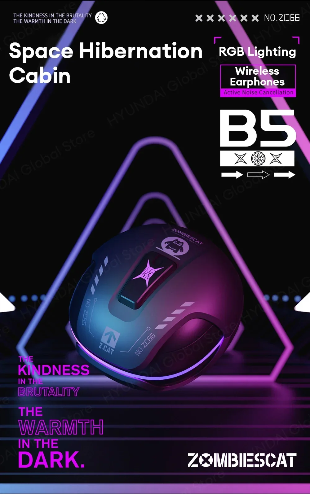 ZOMBIESCAT B5 RGB Light-in-Ear Earphones Wireless Bluetooth Earbuds ANC Active Noise Cancellation Headphones Gaming Low Latency ZOMBIESCAT B5 RGB Light in-Ear Earphones Wireless Bluetooth Earbuds ANC Active Noise Cancellation Headphones Gaming Low Latency