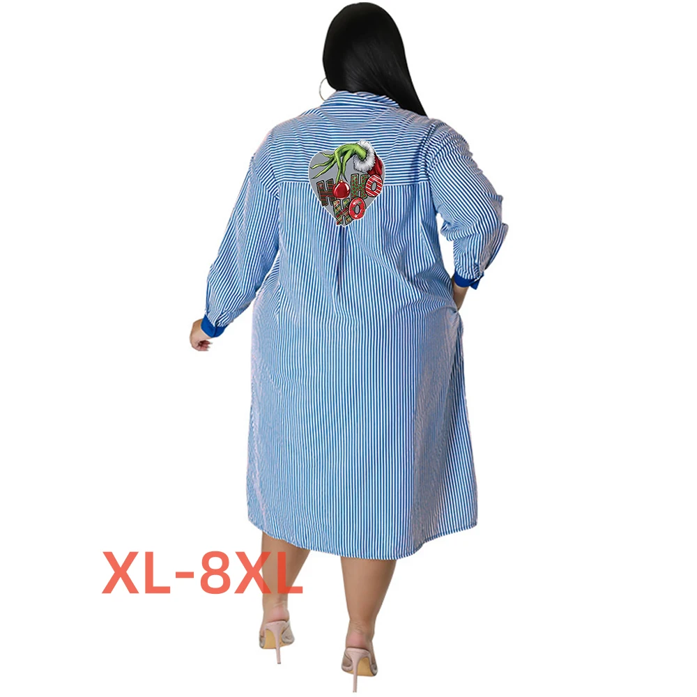 

Plus Size 4xl 5xl 6xl 7xl 8xl Christmas Print Blusas De Mujer Juveniles Dames Blouses Lange Mouwen Bluzki Damskie Eleganckie