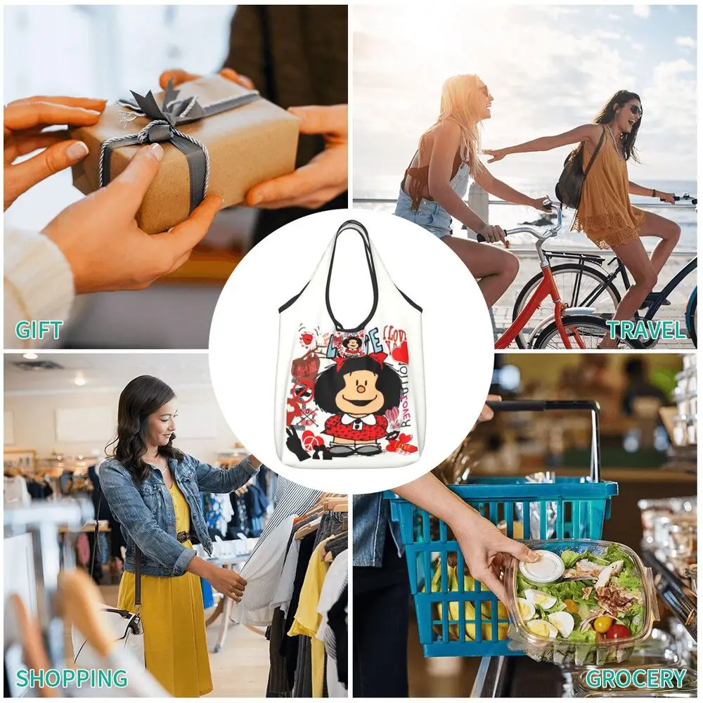 Custom Vintage Mafalda Manga Grocery Shopping Bag 110 S3285d2614b554a2a947a8dfc3a01a972C