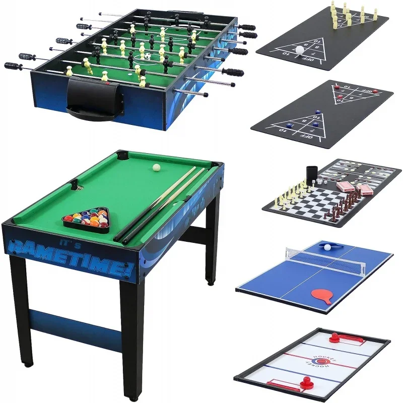 

Sunnydaze 10-in-1 Game Table - Combination Multi-Game Table with Billiards, Push Hockey, Foosball, Ping Pong, and More - 49.5-In