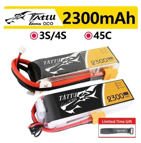 

ACE Tattu LiPo Rechargeable Battery 3S 4S 2300mAh 45C 1P for RC FPV Racing Drone Quadcopter Drone Batteries