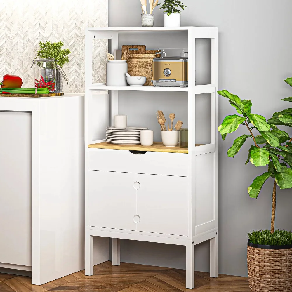 Hutch for Kitchen Storage, 49'' Tall Bathroom Cabinet with 3 Shelves and 1 Drawer, Hutch Cabinet with 2 Doors for Living Room
Hutch for Kitchen Storage, 49'' Tall Bathroom Cabinet with 3 Shelves and 1 Drawer, Hutch Cabinet with 2 Doors for Living Room